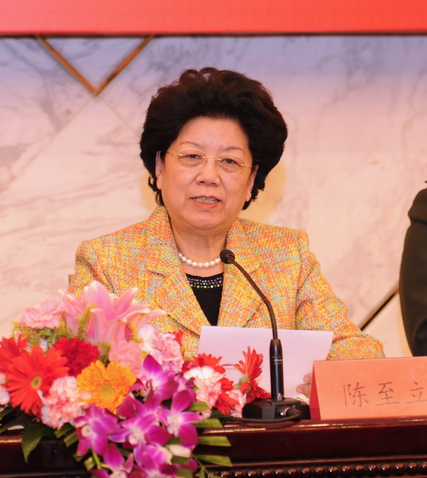 全国人大常委会副委员长、全国妇联主席、中国儿童少年基金会理事长陈至立讲话