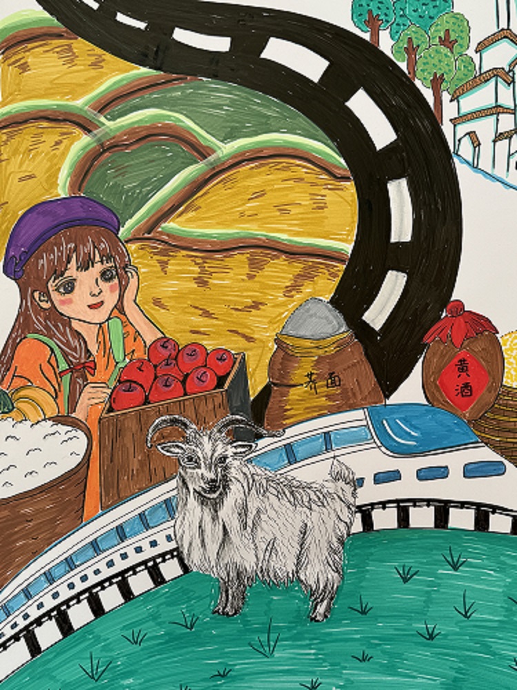 图为来自甘肃的宋佳楠创作的绘画作品《家乡美食，走向世界》。.jpg