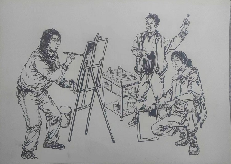 图为来自河北的范小艺创作的绘画作品《一个追星人的美术之路》。.jpg