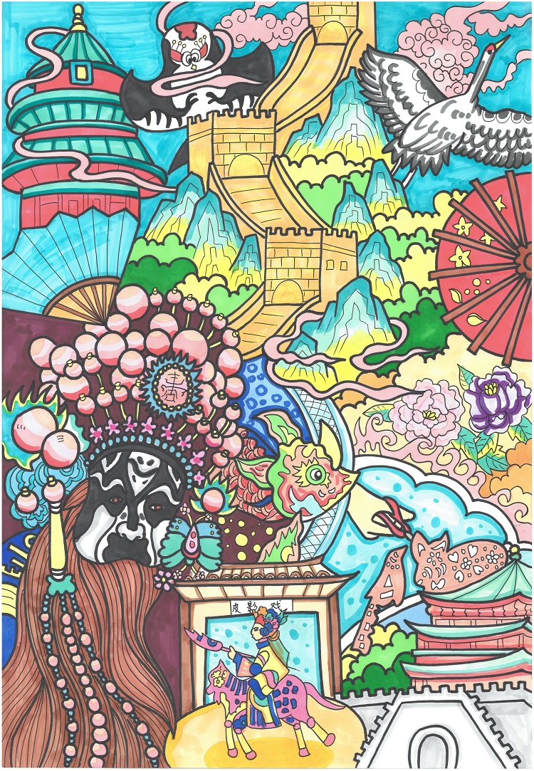 图为来自甘肃的严臣瑄创作的绘画作品《中国梦》。.jpg