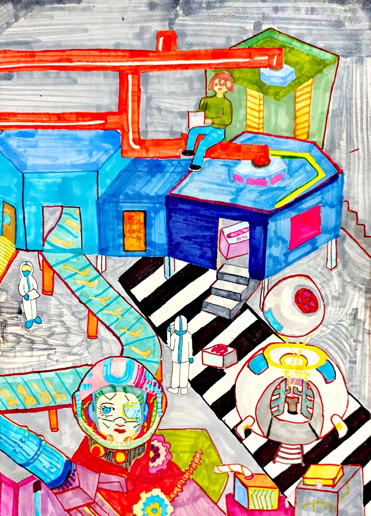 图为来自甘肃的胡雯睿创作的绘画作品《梦想的迷宫》。.jpg