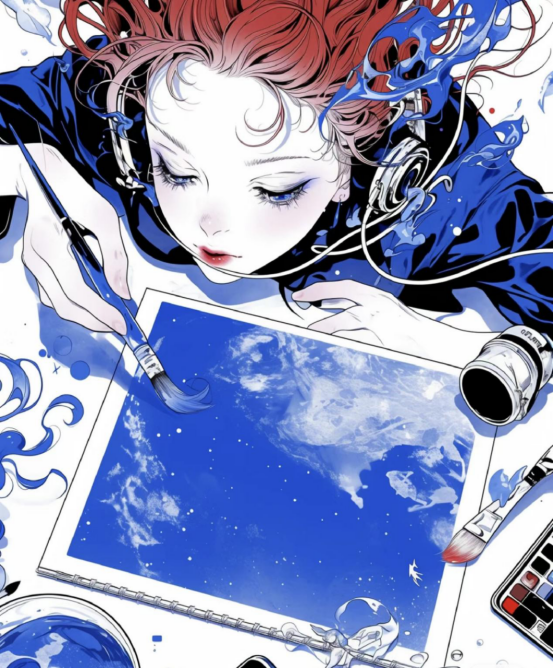 图为来自甘肃的李怡轩创作的绘画作品《画笔将我的梦想相连》.png