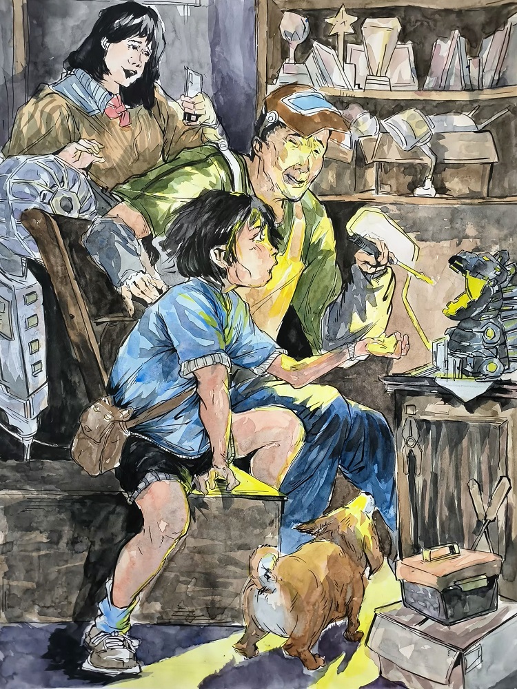 图为来自甘肃的杨思瑶创作的绘画作品《科技梦》。 .jpg