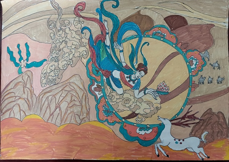 图为来自甘肃的赵艳艳创作的绘画作品《丝路神话》。.jpg