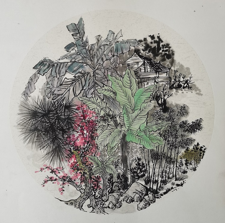 图为来自甘肃的郑莹创作的绘画作品《梦境绿洲》。.jpg