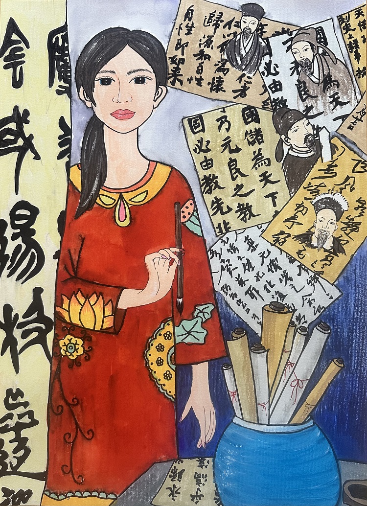 图为来自甘肃的慕芝晓创作的绘画作品《书法家之梦》。.jpg