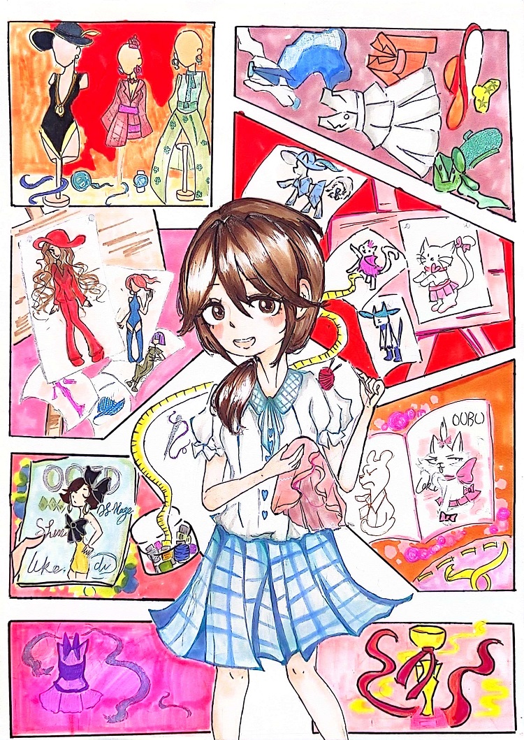 图为甘肃的杨心怡创作的绘画作品《我的时尚梦想》。.jpg