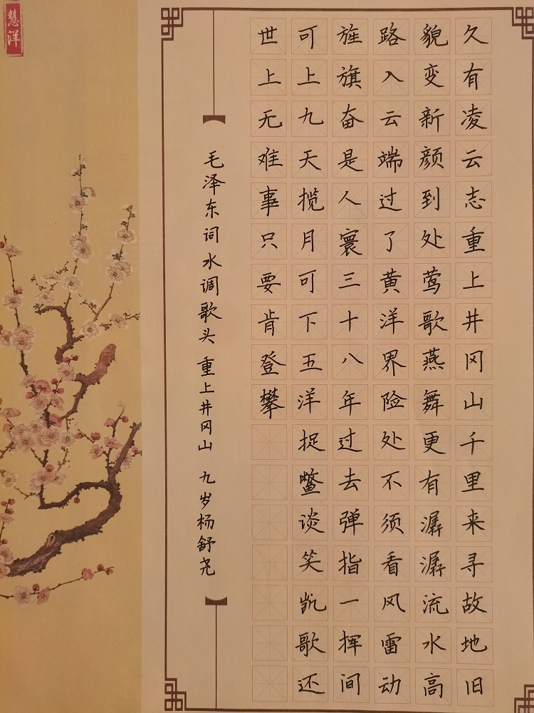 图为来自甘肃的杨舒尧创作的书法作品《水调歌头 重上井冈山》。.jpg