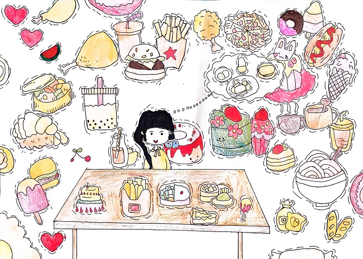 图为来自甘肃的王炫洁创作的绘画作品《我的梦想——美食家》。.jpg