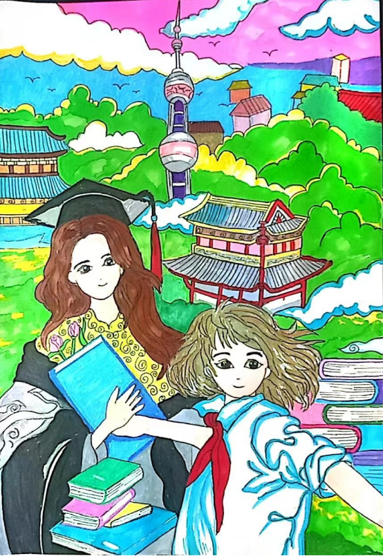 图为来自甘肃的杨梅兰创作的绘画作品《奋斗的我，最美的国》。.png