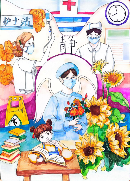 图为来自甘肃的万华宁创作的绘画作品《我的白衣天使梦》。.png