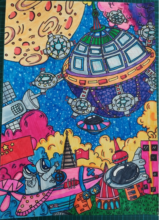 图为来自甘肃的胡世雅创作的绘画作品《我的梦想》。.png