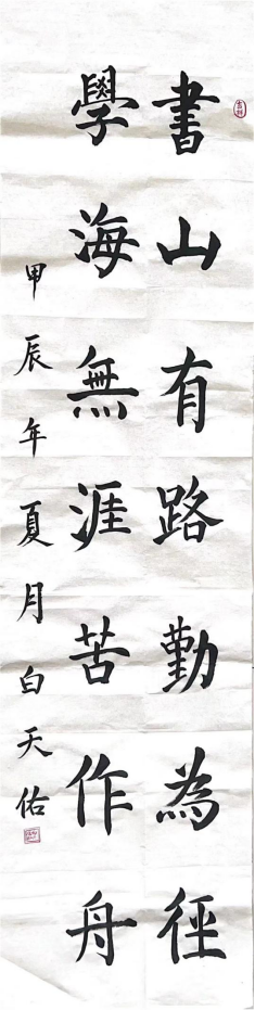 图为来自河北的白天佑创作的书法作品《书山有路勤为径》。.png